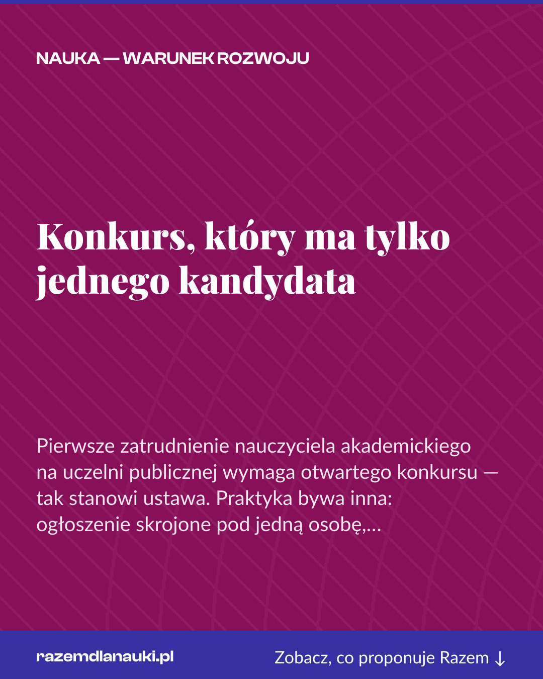 Grafika pionowa do udostępnienia: Konkurs, który ma tylko jednego kandydata
