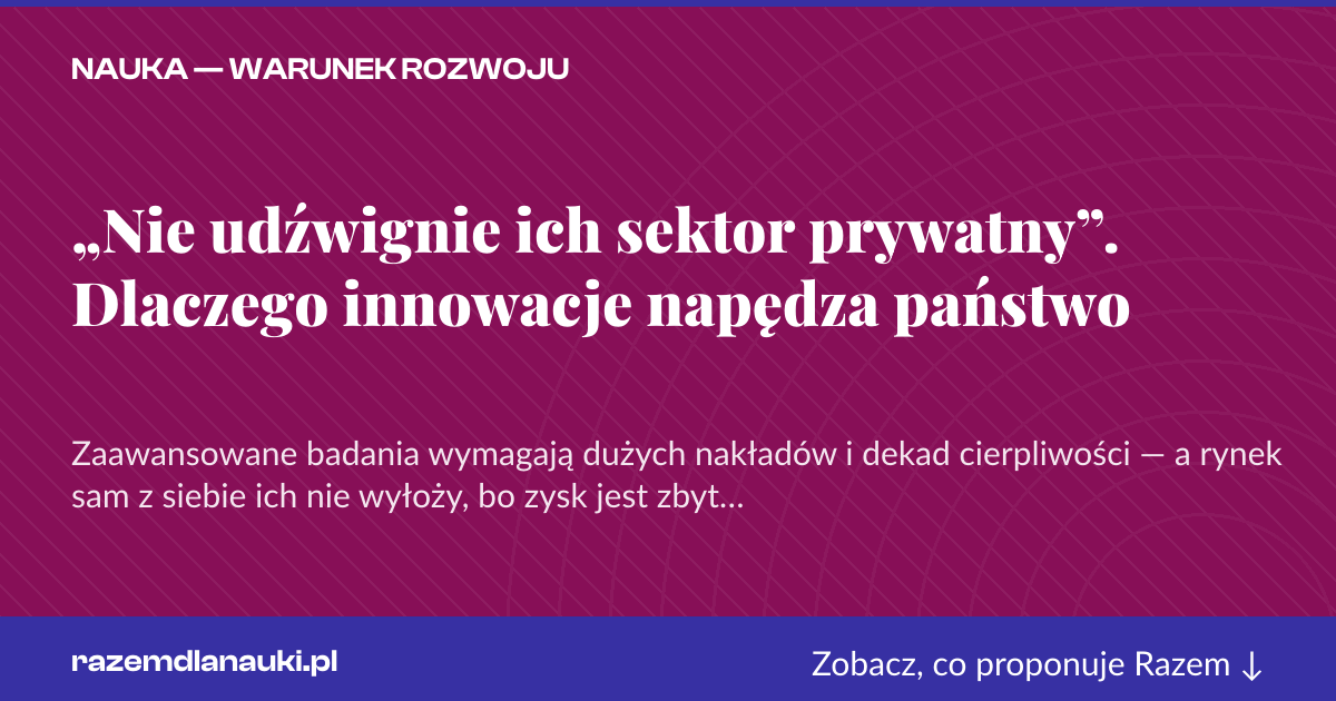 Karta social do udostępnienia: „Nie udźwignie ich sektor prywatny”. Dlaczego innowacje napędza państwo
