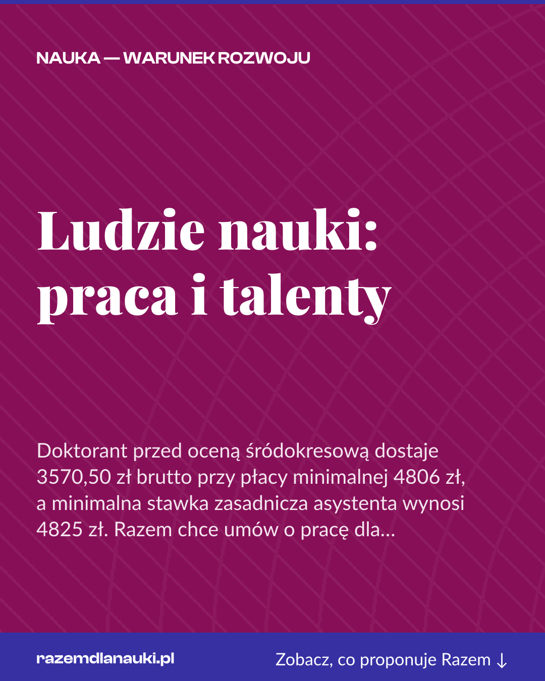 Grafika pionowa do udostępnienia: Ludzie nauki: praca i talenty