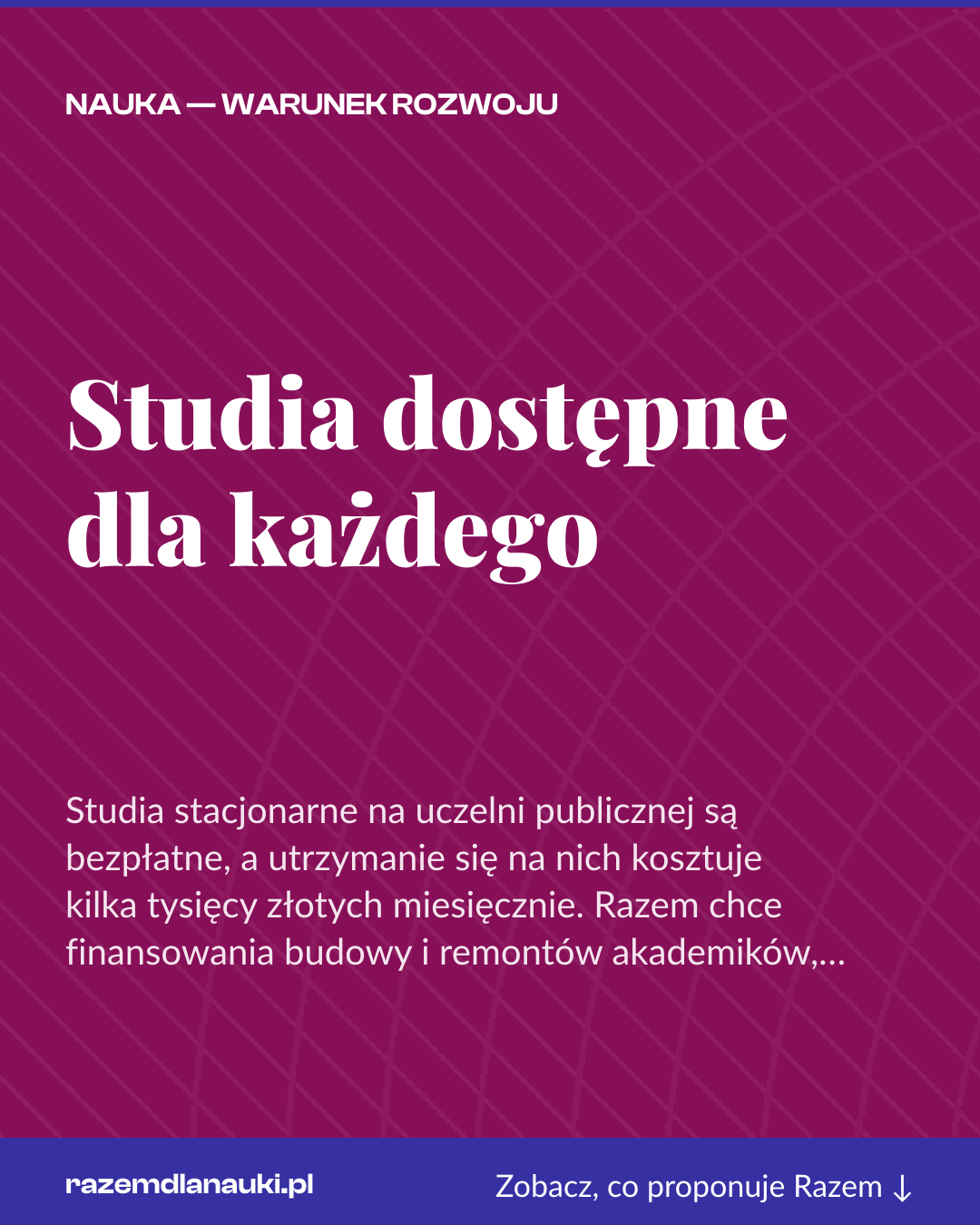 Grafika pionowa do udostępnienia: Studia dostępne dla każdego