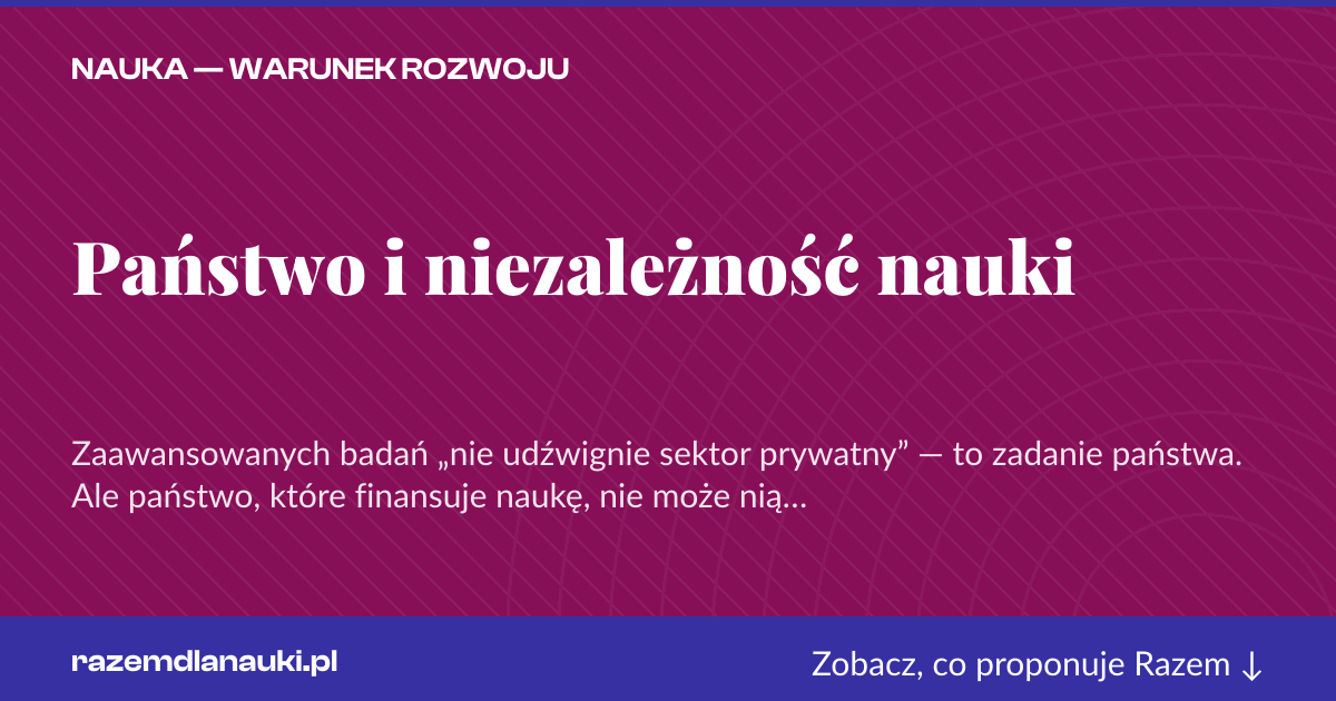 Karta social do udostępnienia: Państwo i niezależność nauki