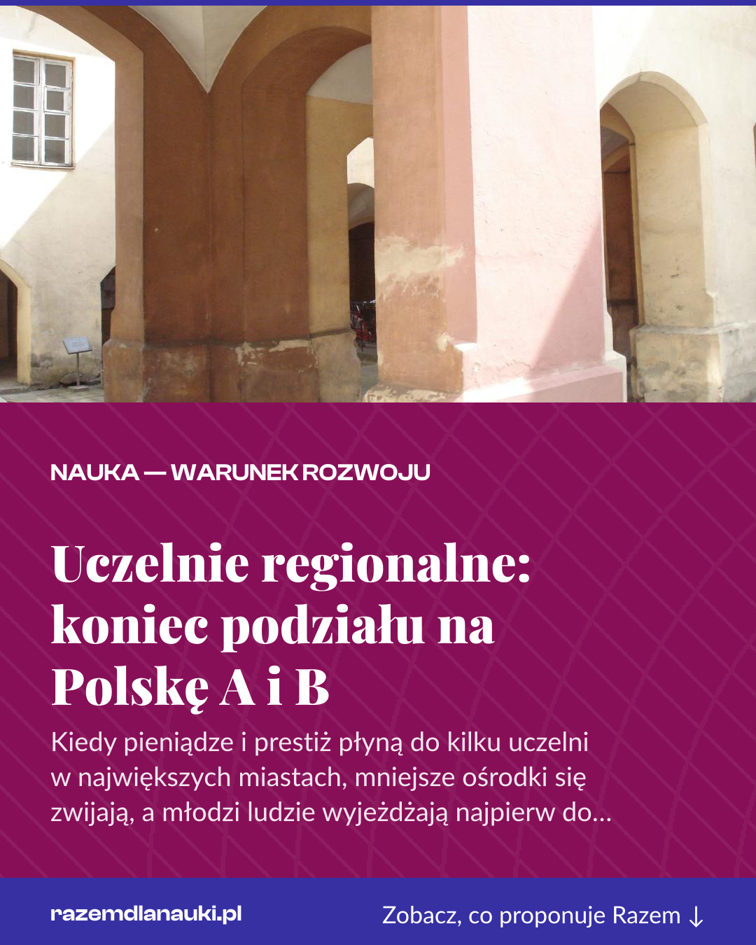 Grafika pionowa do udostępnienia: Uczelnie regionalne: koniec podziału na Polskę A i B