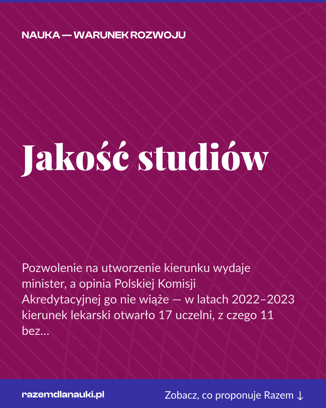 Grafika pionowa do udostępnienia: Jakość studiów