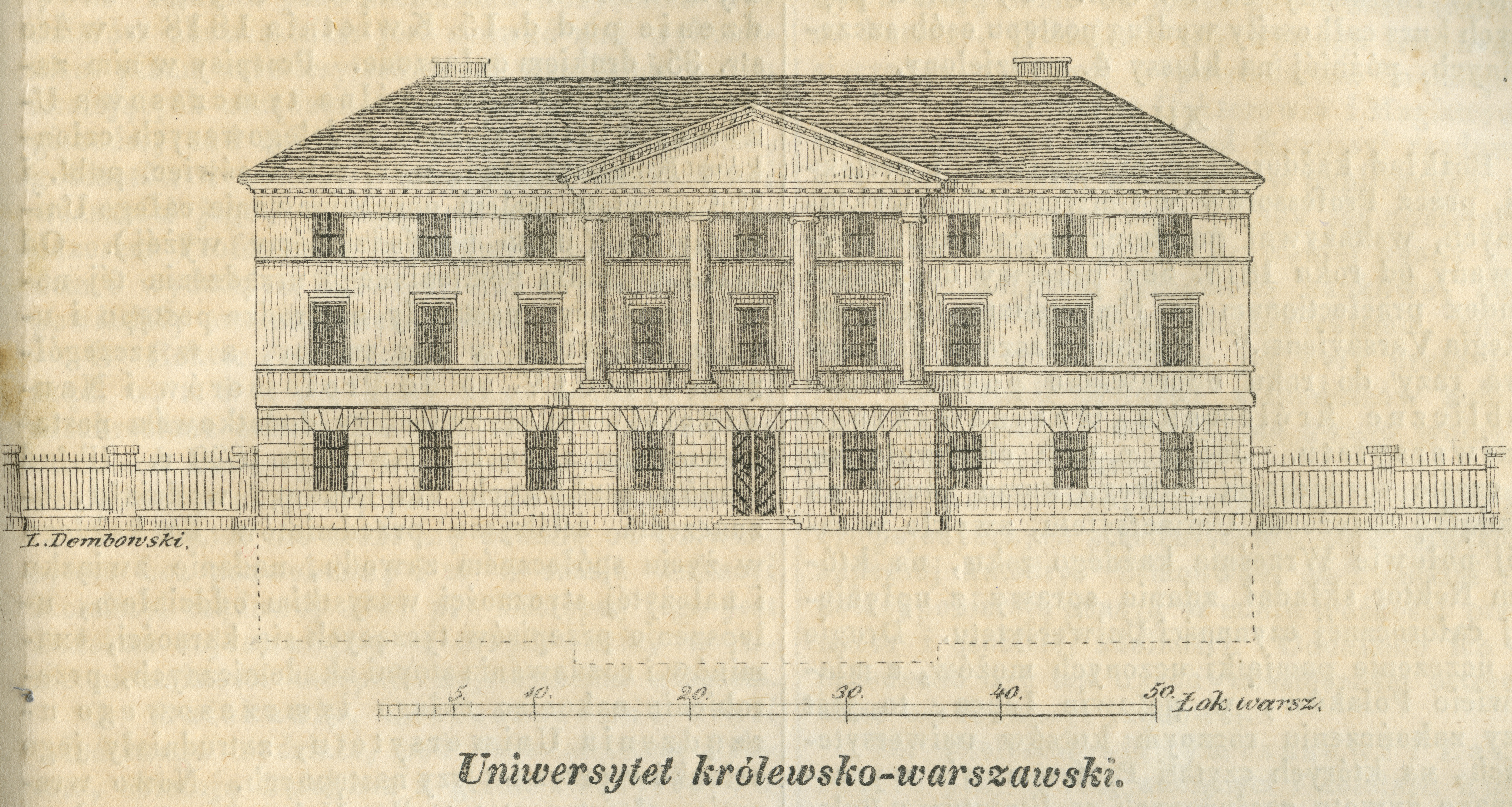 Historyczny widok gmachu Uniwersytetu Królewsko-Warszawskiego — symbol uczelni jako dobra wspólnego, niezależnego od bieżącej polityki.